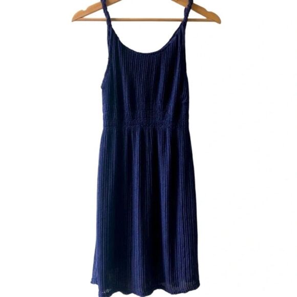 Blue knit sundress rope straps small/medium bohemian casual​ boho preppy classic - Picture 1 of 3